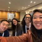 Dr. Imai-Leonard, Dr. Marietta Barro, Dr. Polly Chen, and Jiashi Feng gathered around for a photo. 